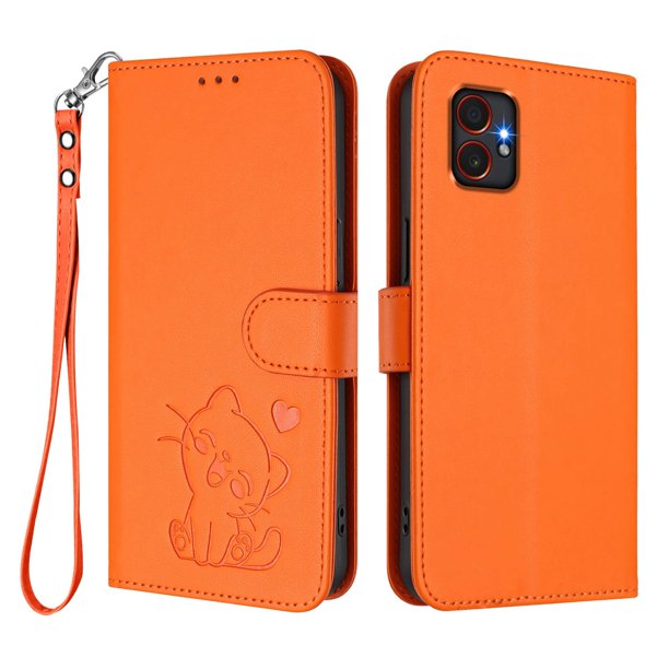 Carcasa Billetera de Cuero Sintético para Samsung Galaxy Xcover 7 Pro, Naranja