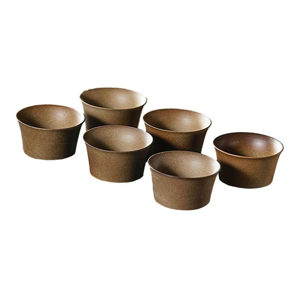 Juego de té chino de cerámica Kung Fu, tazón de té de 1,7 , juego de tazas de té japonesas, tazas de café de Kung Fu para restaurante cafetería, 6 Marrón