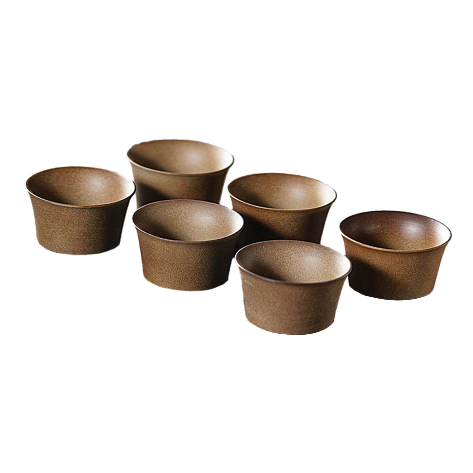 Magideal - Juego De Té Chino De Cerámica Kung Fu, Tazón De Té De 1,7 , Juego De Tazas De Té Japonesas, Tazas De Café De Kung Fu Para Restaurante Cafetería, 6 Marrón