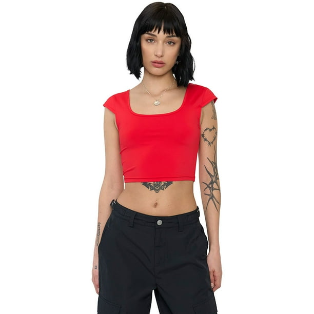 Peto Mujer Cuello Cuadrado Rojo Corona