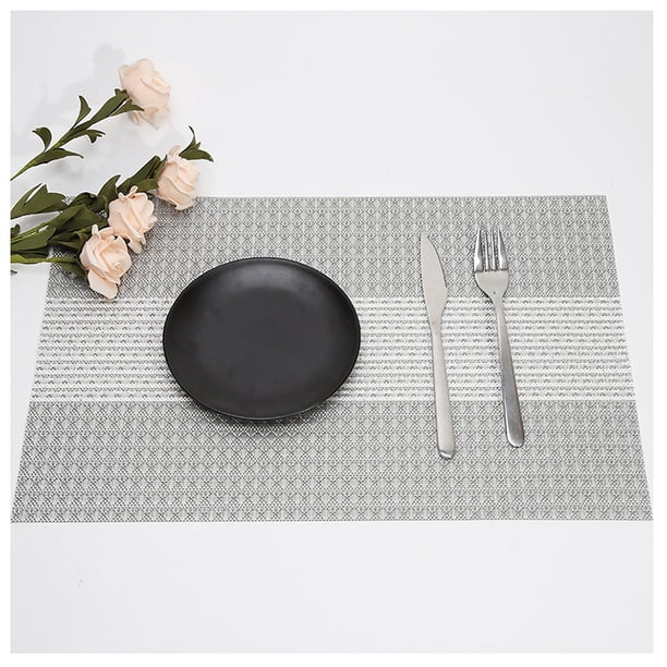 XmhyTop Juego de 6 Manteletes Individuales para Mesa, Hechos de PVC Resistente, Antideslizantes y Termorresistentes, Ideal para Hogares, Restaurantes y Cocinas, Estilo G, 45*30cm, Gris
