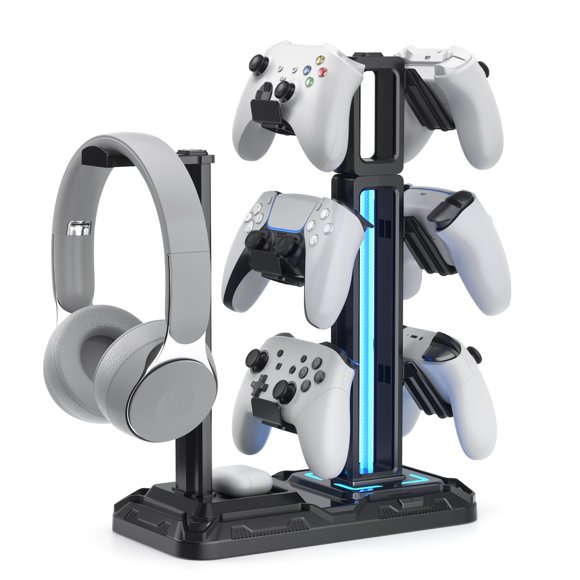 Soporte KDD RGB de 6 ganchos para auriculares