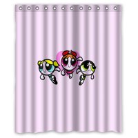 Pinghai - Preciosa Cortina De Ducha De Las Chicas Superpoderosas, Juego De Cortina De Baño Con Ganchos, Tamaño 60 X 72 Pulgadas