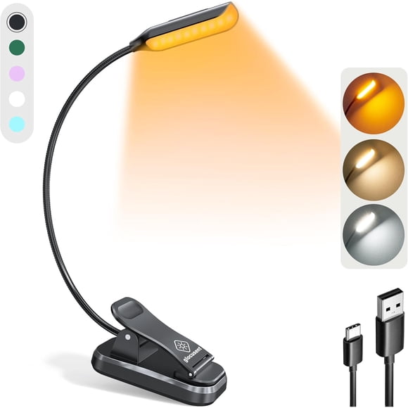 Book Light Glocusent Willow, 10 LED, 3 colores, 3 niveles de brillo