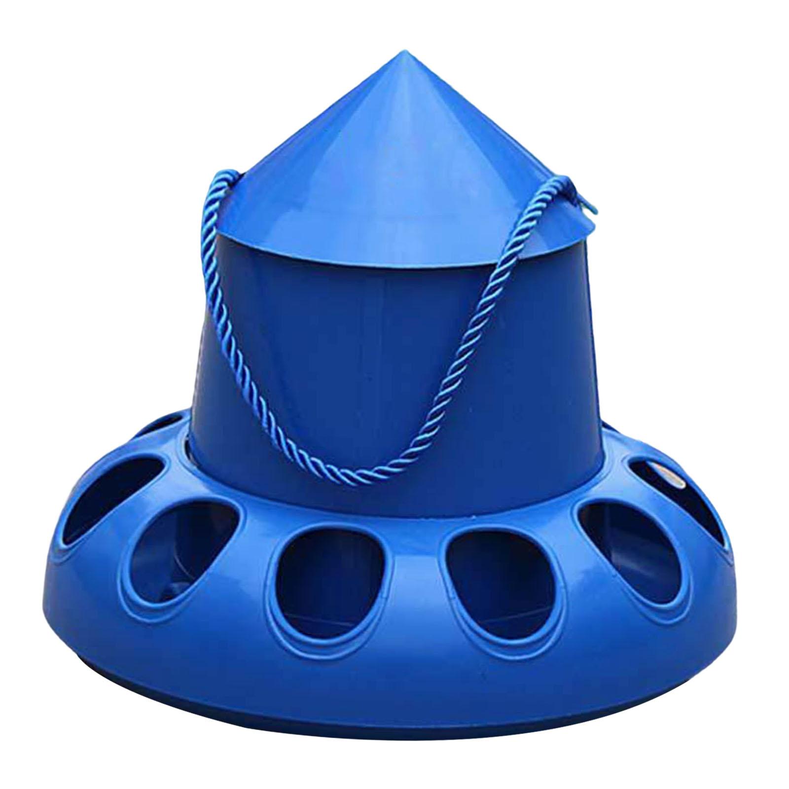 Magideal - Alimentador De Pollos, Cubo De Alimentación Automático Para Pájaros, Dispensador De Alimentos De Granja, Patio Trasero, 11 Agujeros Para Loro, Paloma,