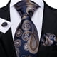 thumbnail image 2 of Corbata Azul Seda hombre con paño y colleras Azul Café Flores, 2 of 5