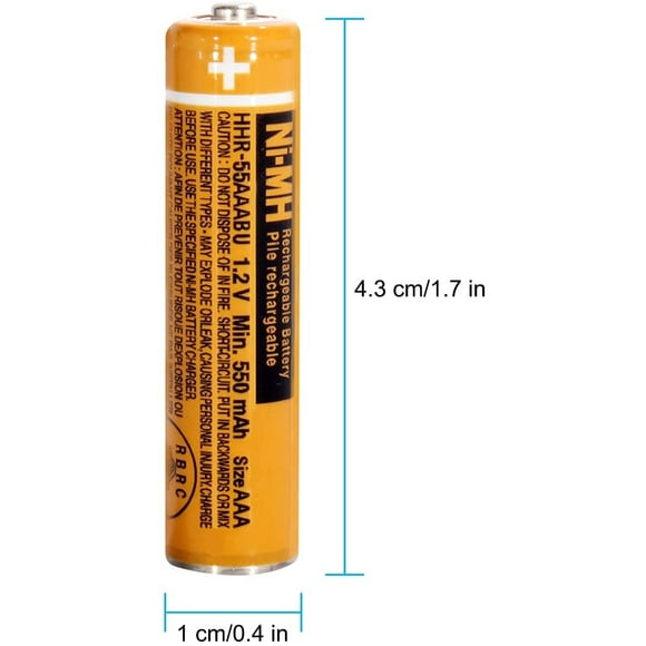 BATERÍA RECARGABLE NI-MH AAA 1.2V 550mah 4-Pack AAA Baterías para teléfonos inalámbricos Panasonic, controles remotos, electrónica