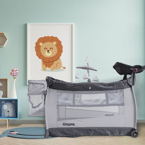 Girasol - Cuna Corral Templanza 2 Alturas Con Movil Musical Oso Polar