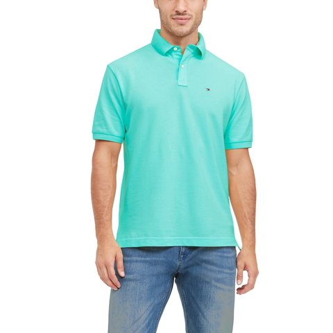 Polo Tommy Hilfiger Para Hombre, Corte Personalizado, Color Turquesa