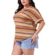 thumbnail image 4 of Agnes Orinda Mujeres Tallas Grandes Escuela Universidad Boho Tops Estampado Geométrico Manga Murciélago Cuello en V Blusas Casuales 4X Naranja, 4 of 6