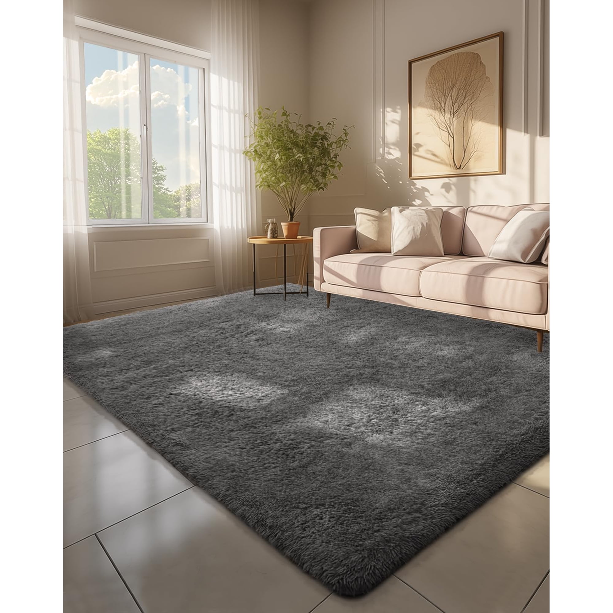 Area Rug Ophanie Upgrade, Antideslizante Y Esponjosa, 6 X 9 Pies, Gris