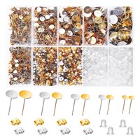 Magideal - 2000X Postes Y Parte Trasera De Pendientes, Almohadilla Plana, Pendientes, Tapones De Oreja De Metal, Hallazgos, Conjunto De Fabricación De Pendientes Plata Dorada