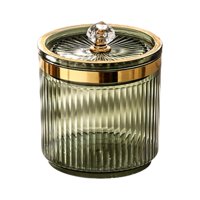 Magideal - Organizador De Cosméticos Con Tapa, A Prueba De Polvo, Herramienta De Maquillaje Transparente, Bote De Almacenamiento, Soporte De Bola De Hisopo Cosmé Verde