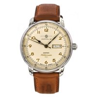 Zeppelin - Reloj Automático Para Hombre Mediterranee 1921 Correa De Cuero Dial Beige 96645