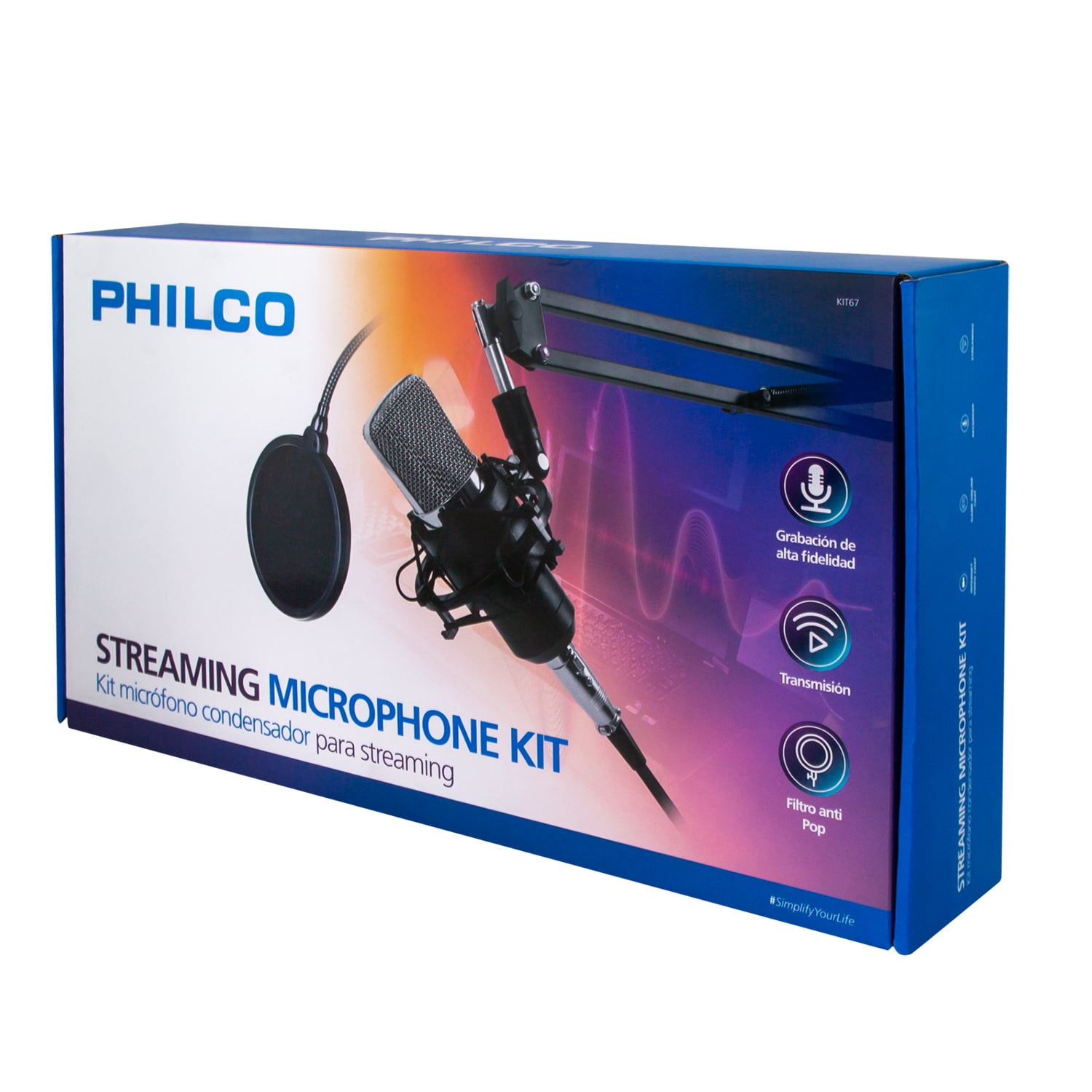 Philco - Kit Studio Microphone Con Soporte Antipop Stand Open Box