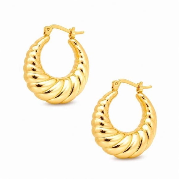 Aros forma croissant Acero Inoxidable Dorado - Cierre Gancho Mujer