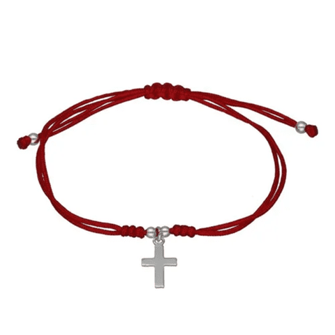 Genérico - Pulsera Plata 925 Hilo Rojo Trenzado Cruz / Todojoyas