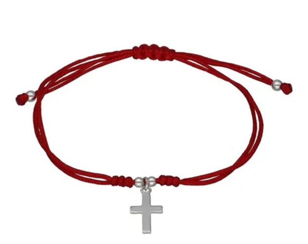 Genérico - Pulsera Plata 925 Hilo Rojo Trenzado Cruz / Todojoyas