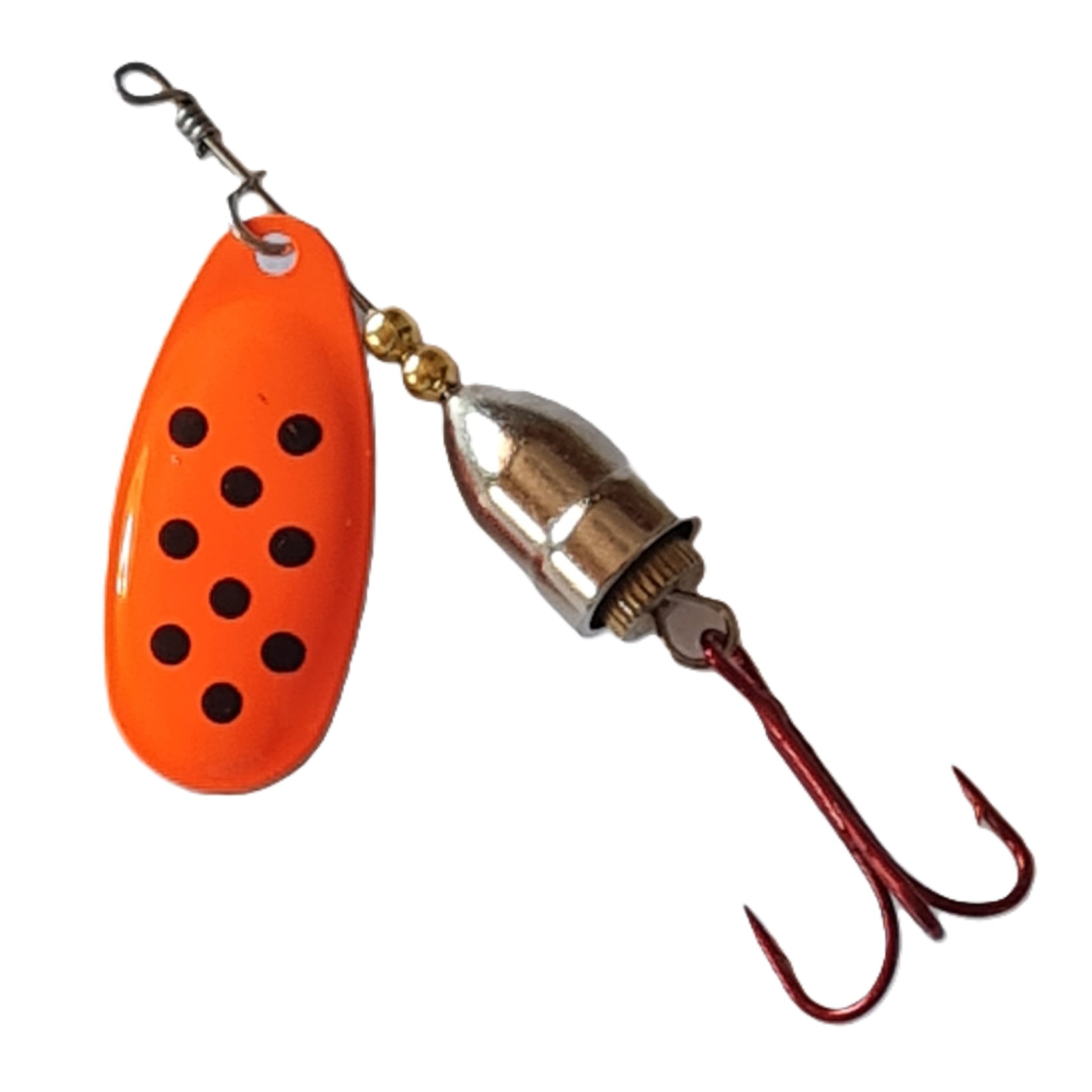 Spinner Silstar 10g 8cms #4 Bell Spring Naranja Con Puntos Negros Reverso Plateado