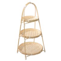 Magideal - Cesta De Frutas Tejida De Bambú, Cesta De Almacenamiento De Bambú, Cesta De Comida, Bandeja De Servicio De Bambú, Cesta De Almacenamiento De Alimentos Tres Capas