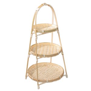 Magideal - Cesta De Frutas Tejida De Bambú, Cesta De Almacenamiento De Bambú, Cesta De Comida, Bandeja De Servicio De Bambú, Cesta De Almacenamiento De Alimentos Tres Capas