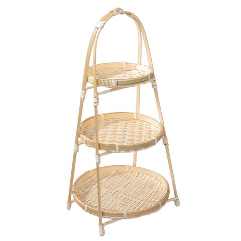 Magideal - Cesta De Frutas Tejida De Bambú, Cesta De Almacenamiento De Bambú, Cesta De Comida, Bandeja De Servicio De Bambú, Cesta De Almacenamiento De Alimentos Tres Capas