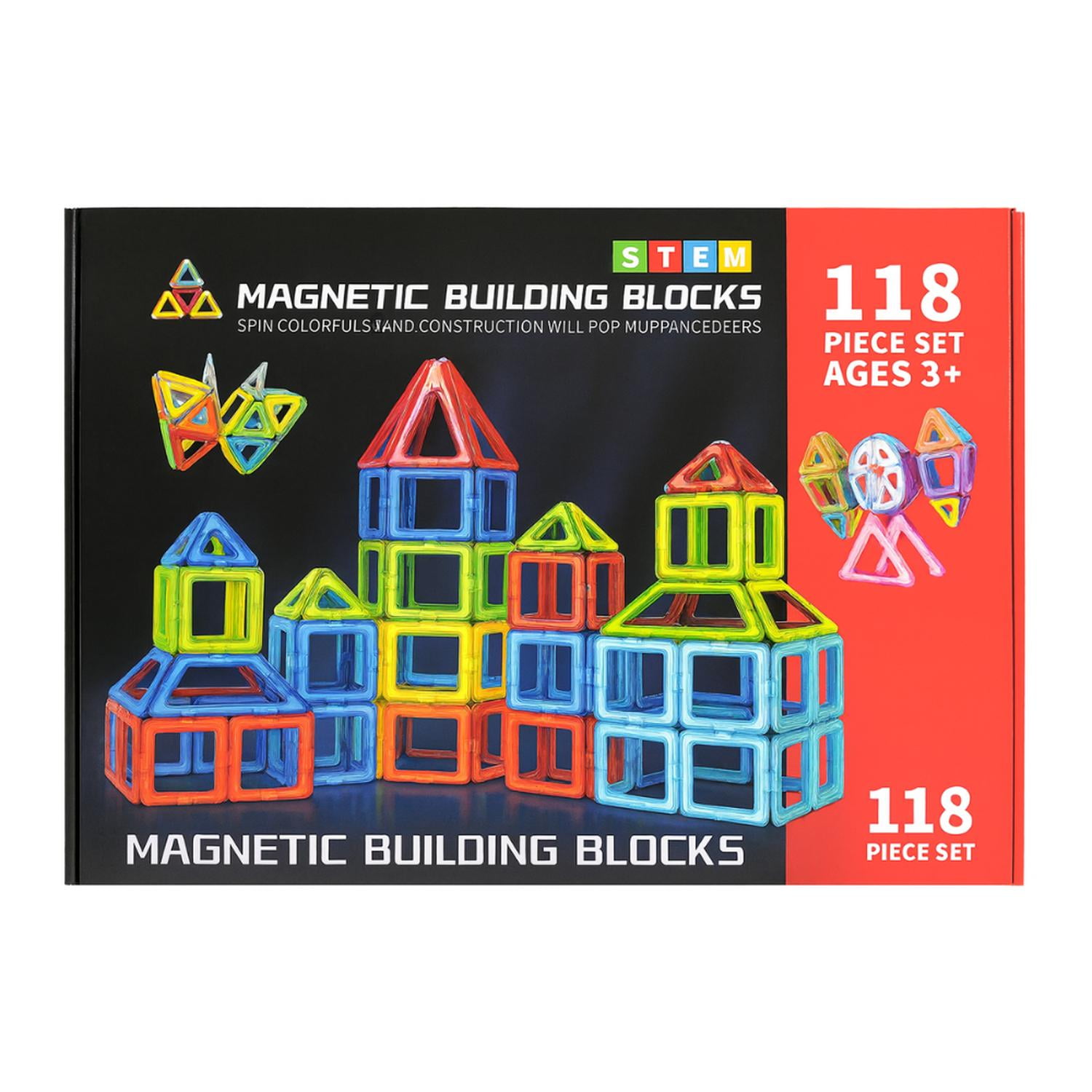 Fliperex - Set De Construccion Magnetico Piezas Magneticas 118 Piezas Negro