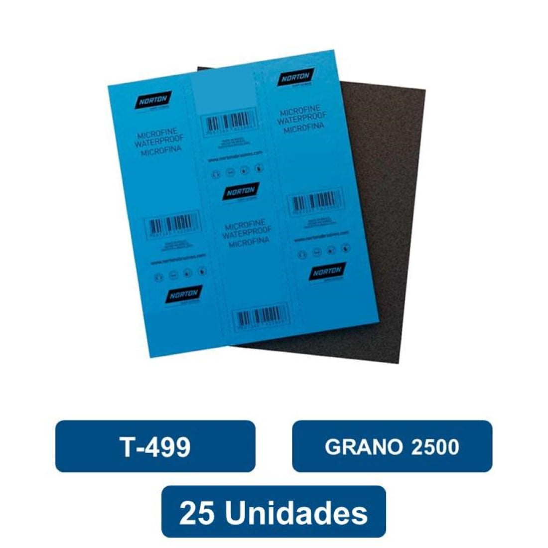 Norton - Lija Microfina Pulido Al Agua T-499 Grano 2500 25un.