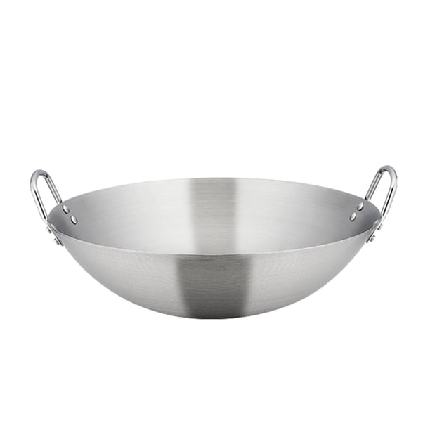 Sartén de Acero para Saltear Utensilios de Cocina de Doble Mango Calentado Uniformemente Portátil Utensilios Profesionales Wok Olla de Cocina Sartén C 30 centimetros