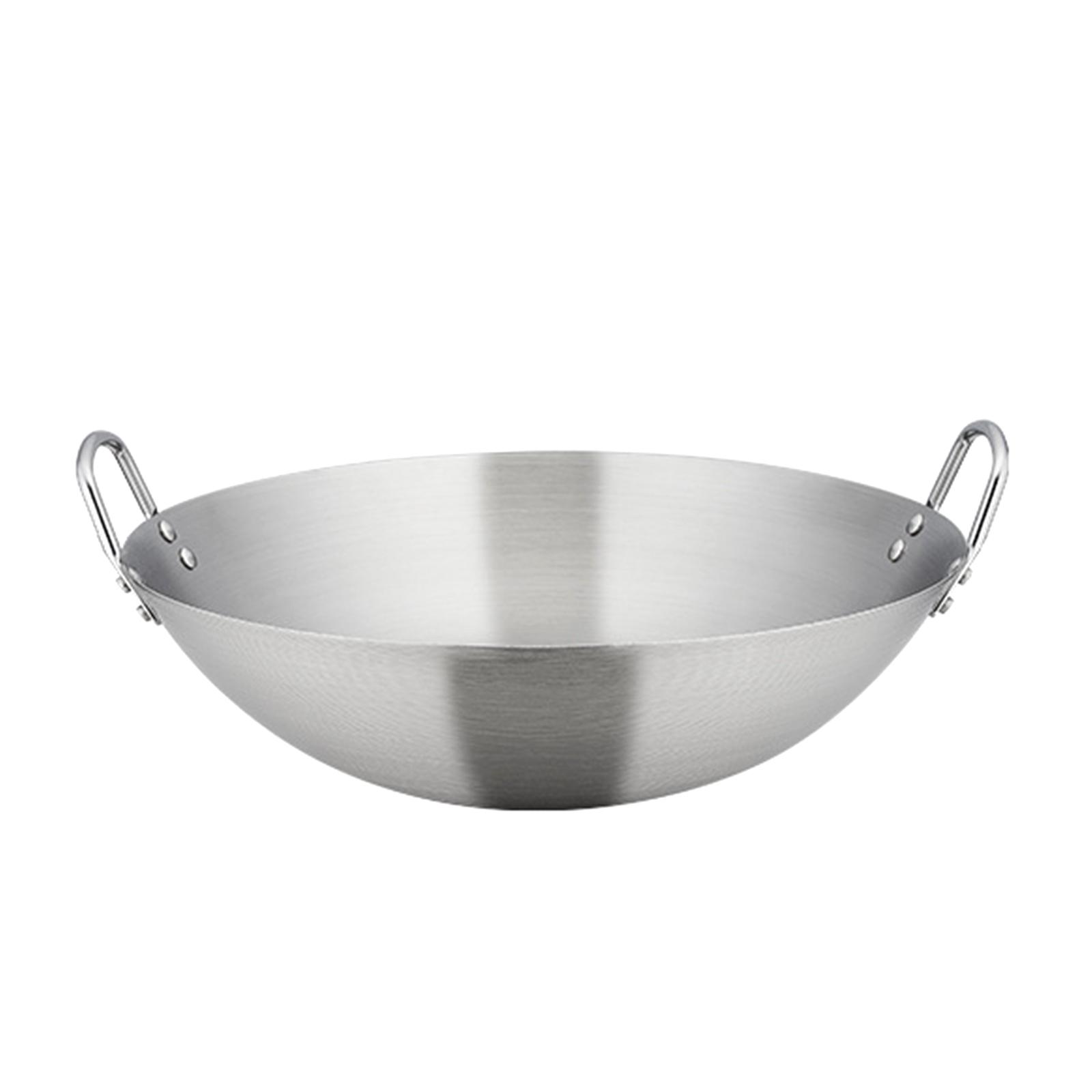 Magideal - Sartén De Acero Para Saltear Utensilios De Cocina De Doble Mango Calentado Uniformemente Portátil Utensilios Profesionales Wok Olla De Cocina Sartén C 30 Centimetros