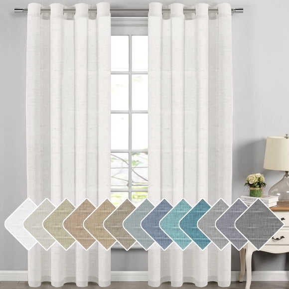 Cortinas H.VERSAILTEX, lino mezclado, 274 cm, color blanco, 2 paneles
