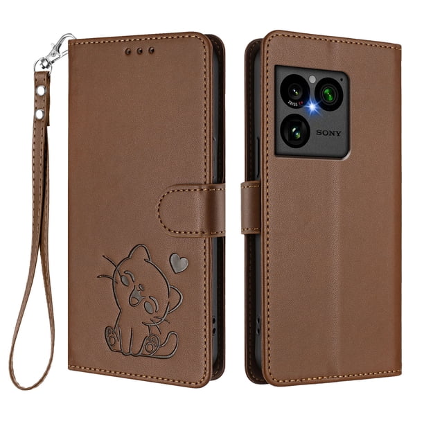 Carcasa Billetera de Cuero Sintético para Sony Xperia 1 VIII, Marrón