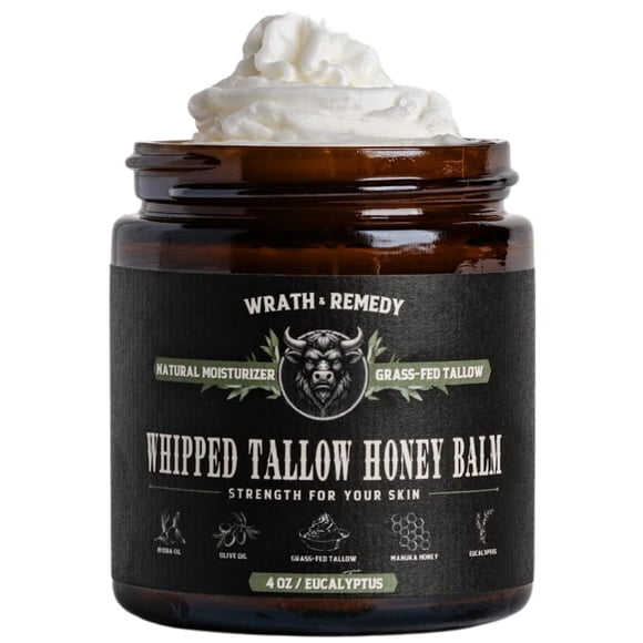 Crema hidratante Wrath & Remedy hecha a mano con sebo de res orgánico batido