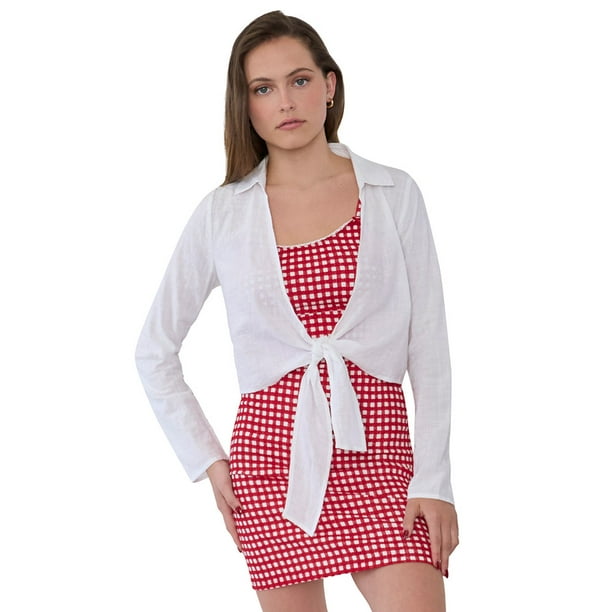 Blusa Mujer Camisera Amarras Blanco Corona