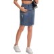 thumbnail image 4 of INSPIRE CHIC Falda de Mezclilla para Mujer de Regreso a Clases con Dobladillo Deshilachado de Cintura Alta y Estiramiento por Encima de la Rodilla en Azul Gris Oscuro Talla 2XL, 4 of 6