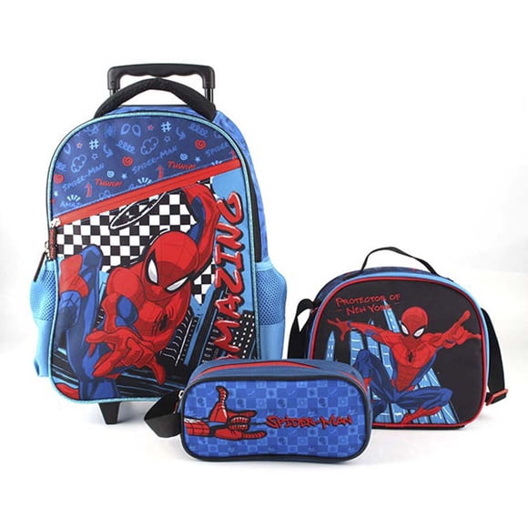 Set Promo mochila Con Ruedas 3 Piezas spiderman