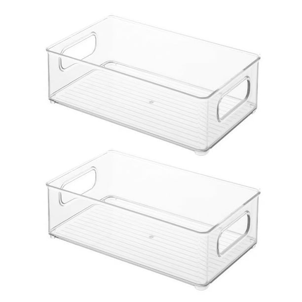 Pequeños contenedores de plástico para baño con asas para organizar el armario, el tocador o el estante del armario, organizador de accesorios para pastillas transparentes.
