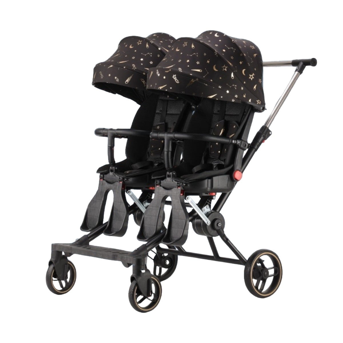 Coche Doble Con Mesita De Comer Reclinable Negro Lubabycas