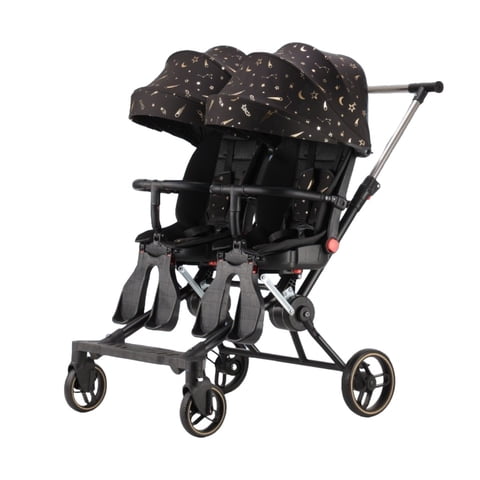 Coche Doble Con Mesita De Comer Reclinable Negro Lubabycas