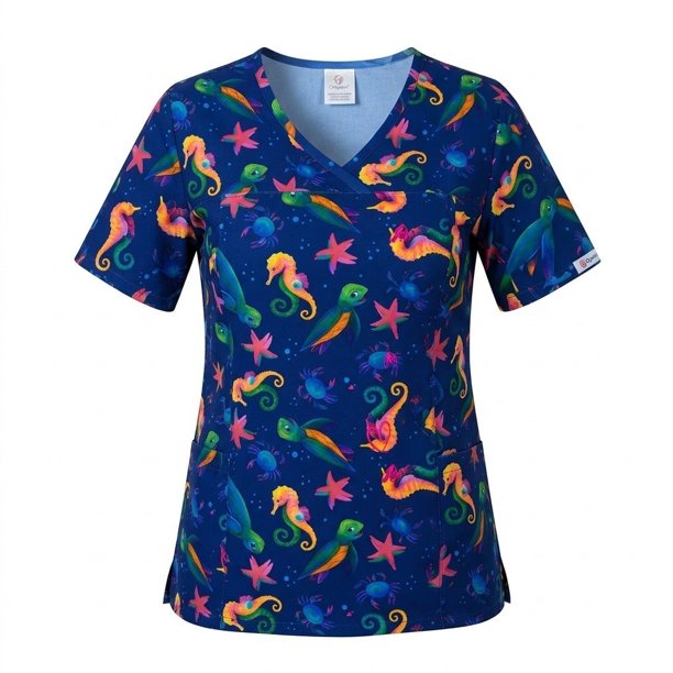 Delantal Mujer Ripholia 2553 tela elasticada estampada Caballito De Mar