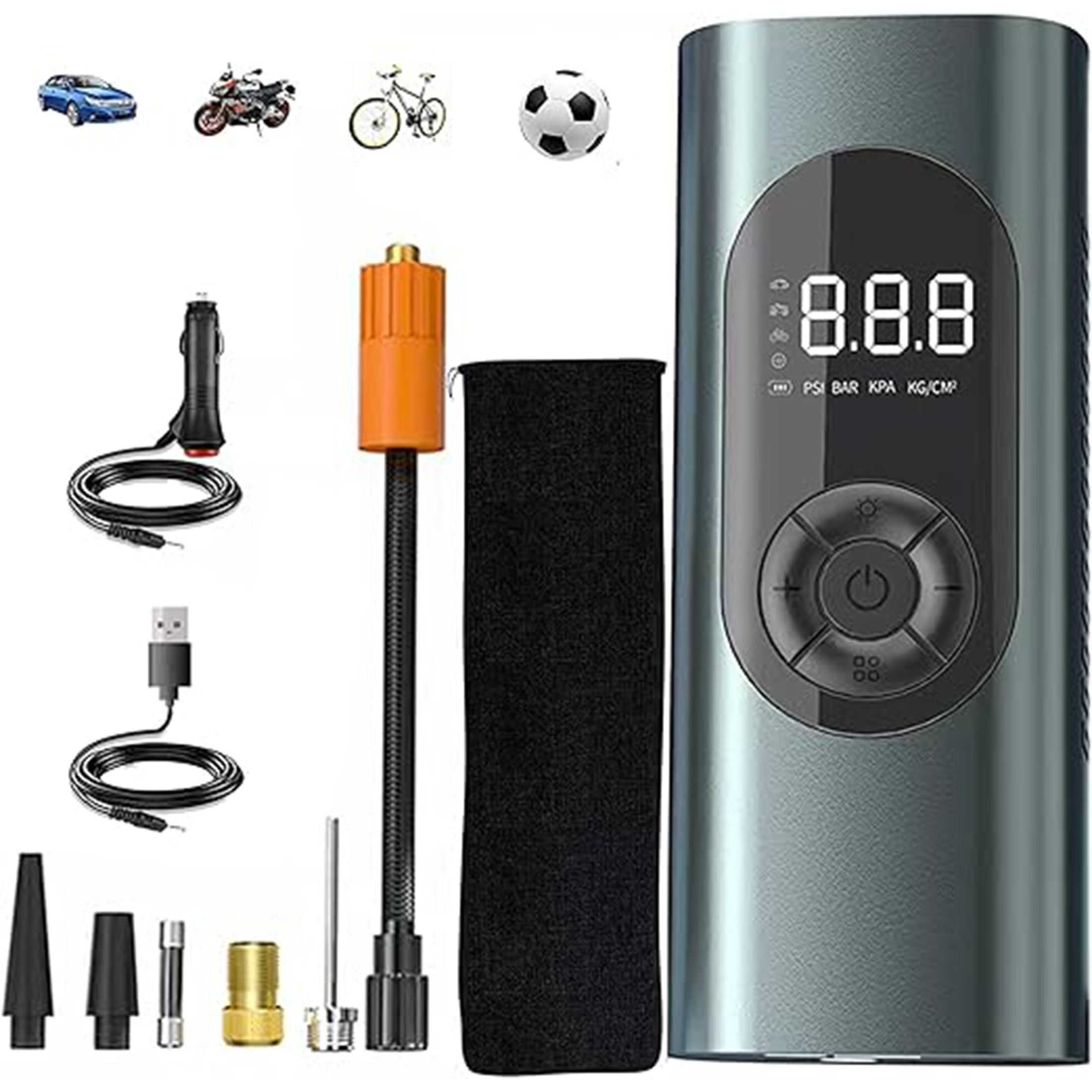 Veat00L - Compresor De Aire Portatil - Inflador De Llantas Para Auto De Coche Inteligente Inalámbrico 150Psi, Bomba De Aire Para Auto Inflar Llantas Con Batería De 6000Mah, Pantalla Led Luz