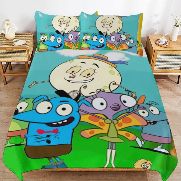 Let's Go Luna Cartoon Bedding Sets Ultra Soft Skin-Friendly Duvet Cover 3 Piece, Cute Comforter Cover Bed Set for Boys Girls Kids
