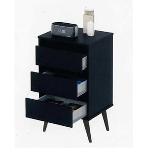 Tododescuento - Velador Negro, Mesa De Noche, Mod. Odin, Mueble, Dormitorio