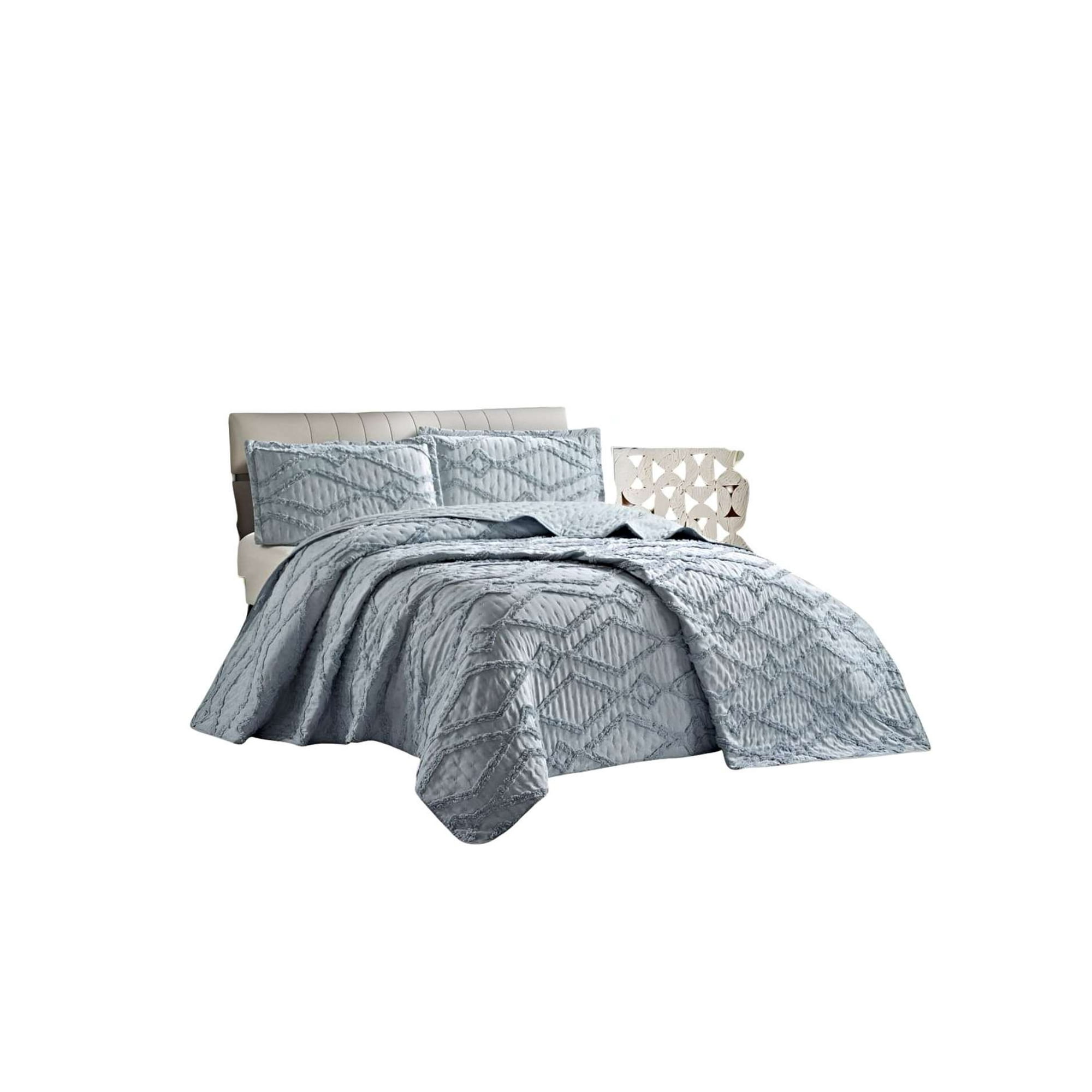 Teng Fei - Cubrecama Quilt Verano Geometrico Tufting 2 Plazas Gris