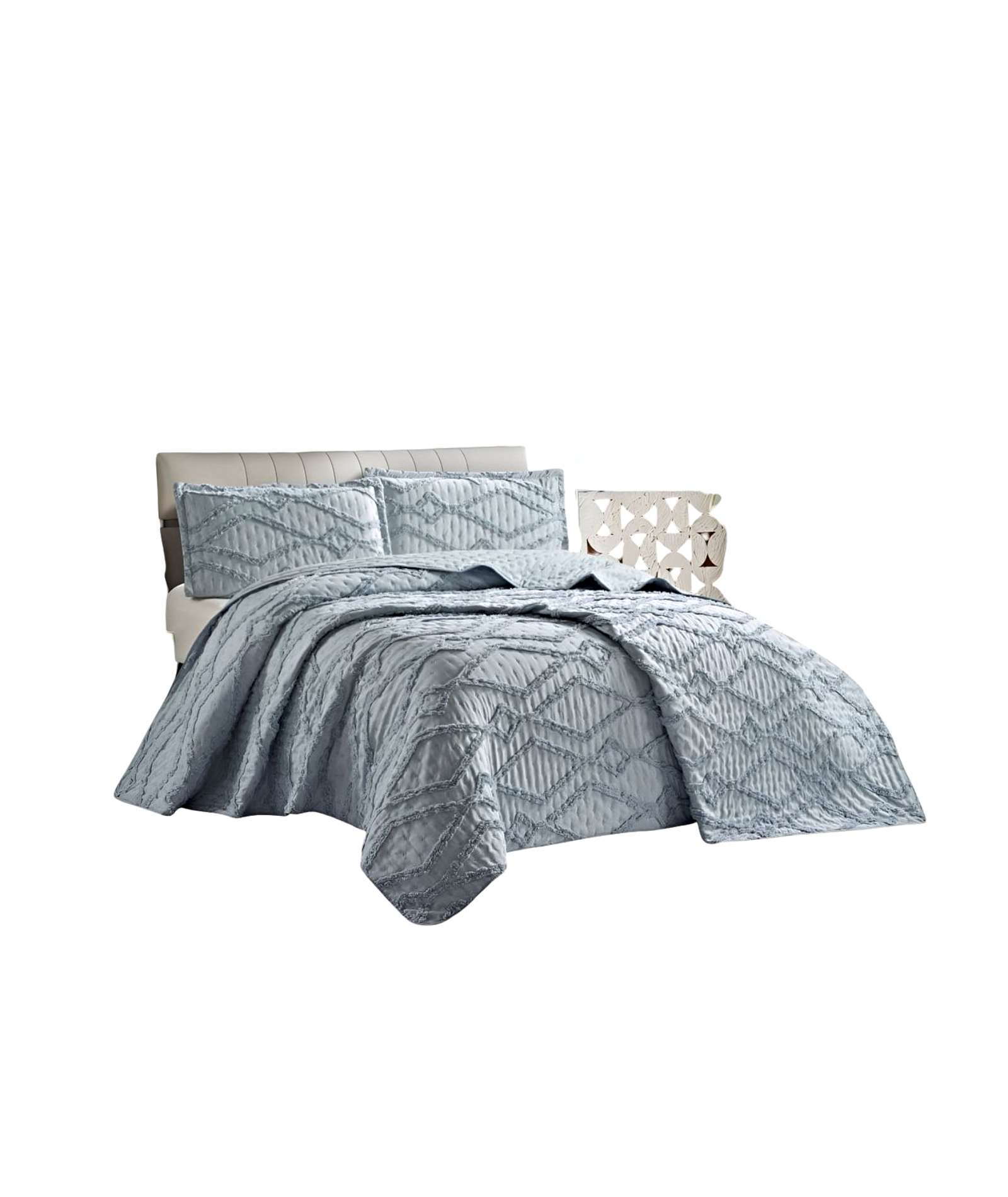 Teng Fei - Cubrecama Quilt Con Diseño Geometrico Relieve Plaza Y Media 180 X 230 Cm 01