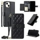thumbnail image 1 of Funda tipo billetera FOXDOCK para iPhone 13 – Tapa abatible con correa para mujer, 1 of 5