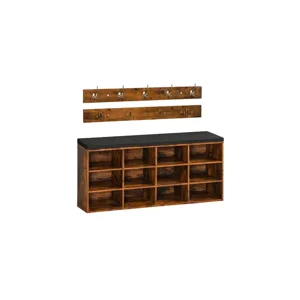 Moad - Banco Organizador Con Zapatero Y Percheros Rústicos