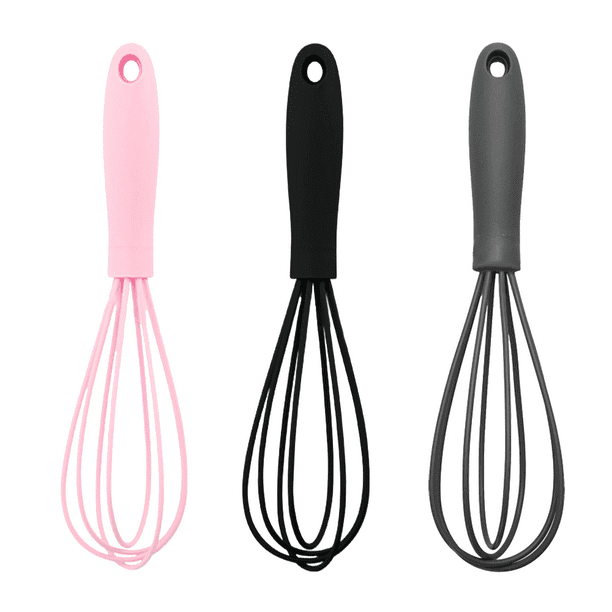 3 mini batidores de silicona de colores premium para cocina: juego de mini batidores, batidor de huevos para revolver y cocinar.