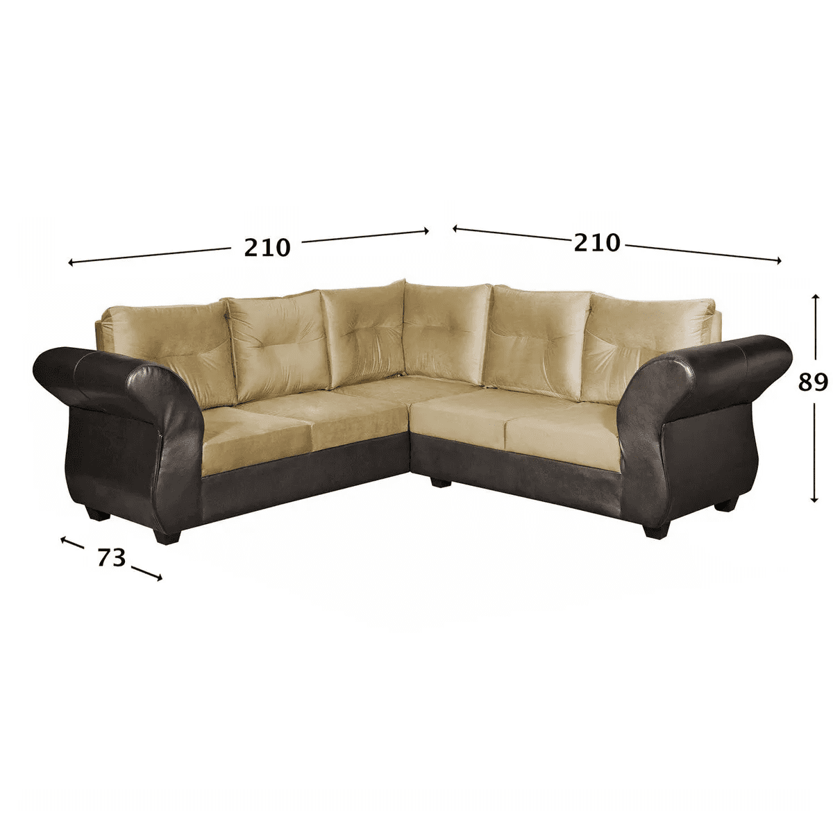 Genérico - Sofa Seccional Emma Felpa Pu Beige