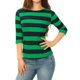 thumbnail image 2 of INSPIRE CHIC Camisetas a Rayas de Regreso a Clases para Mujer Ajuste Ceñido Mangas al Codo Cuello de Barco Talla S Verde Oscuro, 2 of 7
